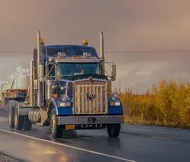 Semi truck driving on the highway