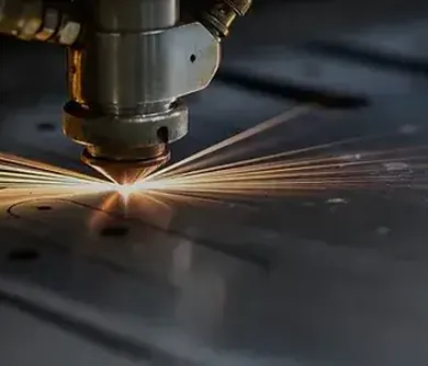 Laser cutting machine in a factory